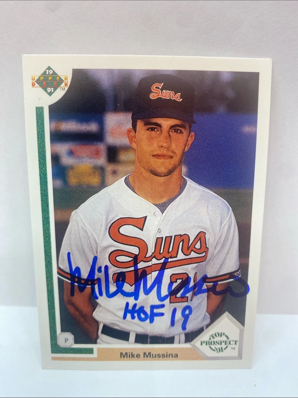 1991 Upper Deck Mike Mussina Orioles Top Prospect #65 In Person Autograph (088)